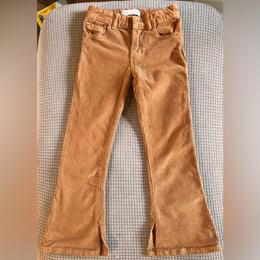 Zara Girls Flare Leg Corduroy Pants - Brown (6)